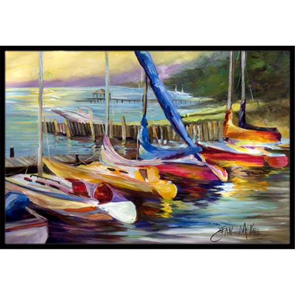 Carolines Treasures Sailboats At Sunset Indoor and Outdoor Mat- 18 x 27 in. JMK1036MAT - main